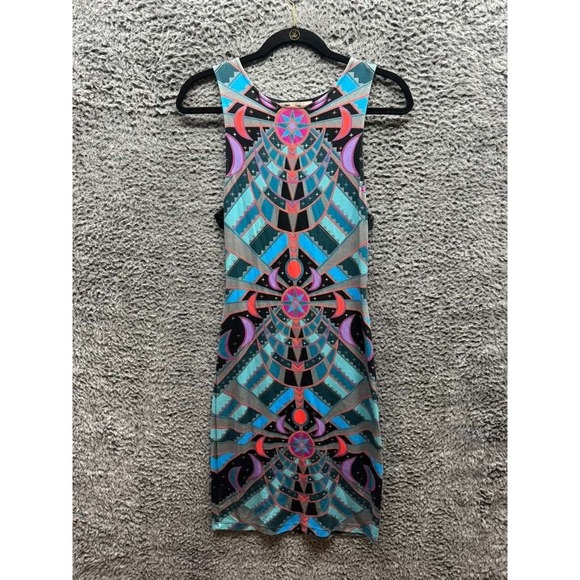 Mara Hoffman Geometric Pattern Sleeveless Bodycon Dress Blue Womens Size M - Picture 1 of 10